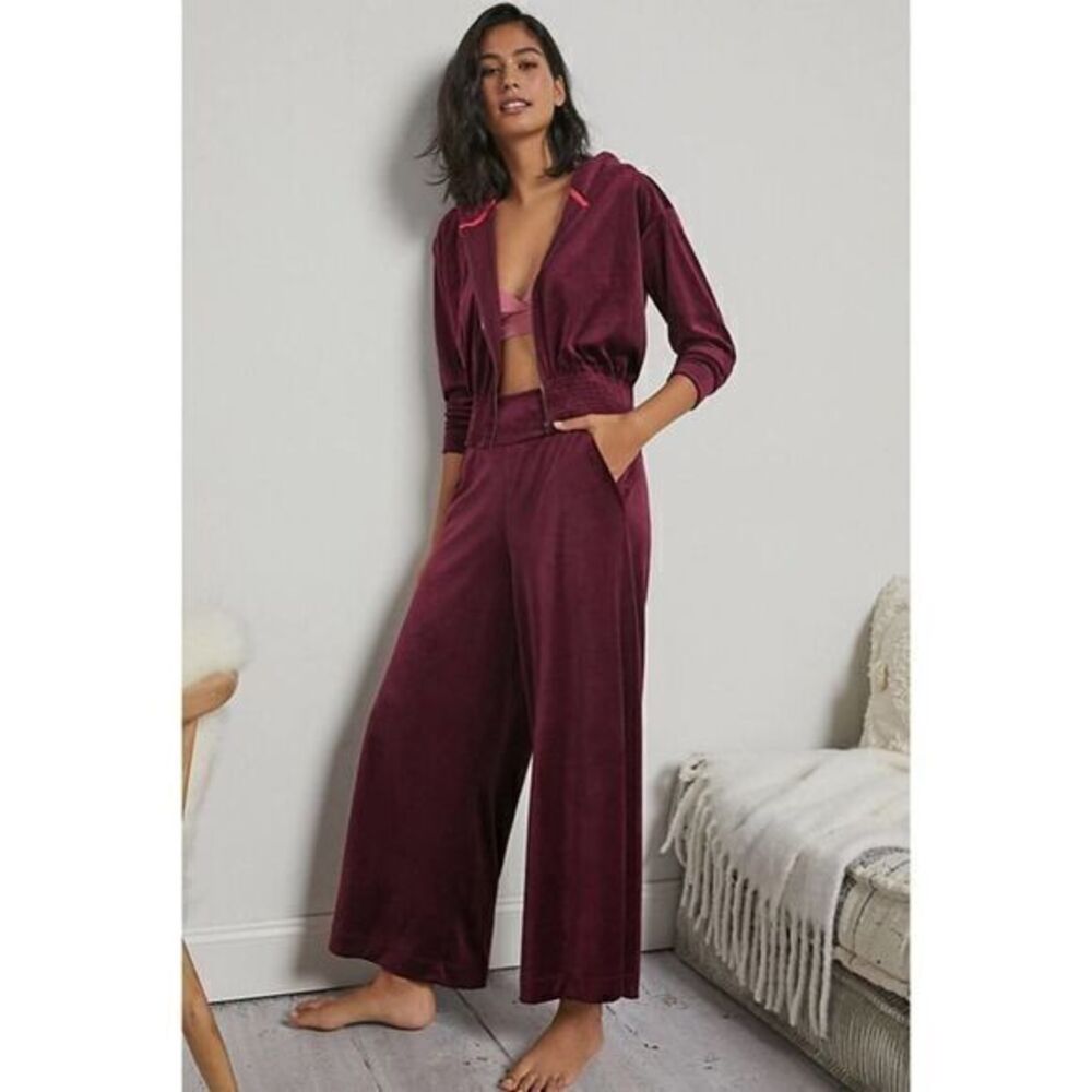 ANTHROPOLOGIE Jaya Velvet Wide-Leg Trouser Pants& jacket Set XSMALL